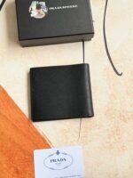 Prada Bags 75PRADA Men's Short Wallet Counter Latest Style, Official Website Synchronization, Genuine Development, Model 2M0513# Color as shown, blue. The blue leather texture is excellent, with threaded lining. Imported white steel hardware accessories feature a complex color-blocking design, making it more fashionable and unique. Dimensions: Length 11cm, Height 9cm - Image 2