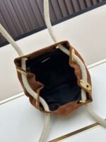 Prada Bags Batch 220 New Mariner Bucket Bag Made Fine Suede Leather Lazy Texture Rope knots reminiscent world, which is also a favorite Prada The design inspiration of theme makes handbag strap more convenient for crossbody use through the knot perforation design​ Paired with this season’s latest mariner nautical concept Fashion items are not easy to handle ​Dimensions 26x28x12, model 2547 - Image 7