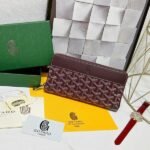 Goyard Bags 90 Goya Matignon Large Wallet is designed as long style with full closure security.It contains 12 card slots, a central zipper pocket, two large storage compartments for cards, banknotes, coins, and other daily documents. Style number: 98188 Color: Wine Red Size: 20cm 2.3cm x 11cm