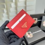 Prada Bags P50 PRADA Popular Genuine Leather Card Holder [Heart] Latest Style from Counter, Synchronized the Official Website, Authentic with Internal Code 224, Cross Pattern Cowhide Texture, Imported Threaded Lining, and Even Stitching, Smooth Oil Edge, Exquisite Workmanship, Size: Length 10cm Height 8cm, Color: Epoxy Gold, Black, Bright Plum Red, Pink, Blue Sky Blue, Apricot, Purple, Number: ML206 - Image 2