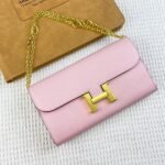 Hermes Bags Hermes Constance Chain Crossbody Bag p155 Model: 539-1 Palm Print Silver Buckle Size: 22*11cm Made of Empson cowhide, it feels soft comfortable. Exquisite elegant, with smooth straight edges. It has two bill inside, one zipper pocket, and 12 card slots for super large capacity, which can hold phone. Can be worn crossbody an underarm bag, chain length 120cm, detachable as a wallet or clutch, multi-use bag