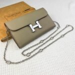 Hermes Bags Hermes Constance Chain Crossbody Bag p155 Model: 539-1 Palm Print Silver Buckle Size: 22*11cm Made of Empson cowhide, it feels soft comfortable.Exquisite elegant, with smooth straight edges. It has two bill inside, one zipper pocket, and 12 card slots for super large capacity, which can hold phone.Can be worn crossbody an underarm bag, chain length 120cm, detachable as a wallet or clutch, multi-use bag - Image 4