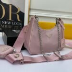 Prada Bags P360 Top Original Single Exclusive Box Prada Nylon Handbag/Underarm Internet Celebrity Sisterhood Group Crazy Planting Trending in Fashion Circle New Model! This Hobo Design Amazing Three-in-One Waist Bag/Crossbody/Single The Handle Has Been Replaced Chain, Adding Touch of Sexy an Underarm Comes a Long My Favorite is Small Pendant Bag Hanging on the Shoulder Strap Can Also Be Used as Accessories Other Bags Pants Usually Matches with Various Outfits No Problem, Guys Hurry Up and Get It, It's So Beautiful Model: 1BH204, Size: Length 22X Height 12x Bottom 6cm - Image 2