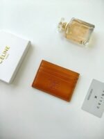 Celine Bags 50 CELINE New Embossed Logo Holder, Made of Top Layer Cowhide, Two Card Slots + One Middle Insert Pocket, Style No.: 10L833, Size: 10.5×7cm - Image 2