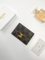 Celine Bags 50 CELINE New Embossed Logo Holder, Made of Top Layer Cowhide, Two Card Slots + One Middle Insert Pocket, Style No.: 10L833, Size: 10.5×7cm - Image 2