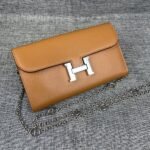 Hermes Bags Hermes Constance Original Order p155 Model: 539-1 Palm Print Silver Buckle Size: 22*11cm Hermès imported leather from overseas, soft comfortable to touch. Counter version, OEM code inside, original replica paired gold hardware, exquisite elegant, smooth straight edges with two large bill slots, one zipper pocket, and 12 card slots - Image 2