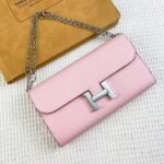 Hermes Bags Hermes Constance Chain Crossbody Bag p155 Model: 539-1 Palm Print Silver Buckle Size: 22*11cm Made of Empson cowhide, it feels soft comfortable. Exquisite elegant, with smooth straight edges. It has two bill inside, one zipper pocket, and 12 card slots for super large capacity, which can hold phone. Can be worn crossbody an underarm bag, chain length 120cm, detachable as a wallet or clutch, multi-use bag - Image 4