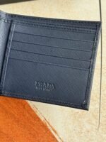 Prada Bags 75PRADA Men's Short Wallet Counter Latest Style, Official Website Synchronization, Genuine Development, Model 2M0513 # Color as shown, blue. The blue leather texture is excellent, with threaded lining. Imported white steel hardware accessories feature a complex color-blocking design, making it more fashionable and unique. Dimensions: Length 11cm, Height 9cm - Image 5