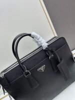 Prada Bags 550 P Home Out Newest Original Men's Bag 0366B, Black, Synchronized with Flagship Stores, Quality, Made of Top Imported Cross Grain Cowhide, Full Leather Inside and Out, 175 OEM Code, Length 36.5 x Height 28cm, Fully Upgraded - Image 4