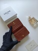 Celine Bags ￥75 Celine Classic Business Holder, Large Cowhide Interior with Smooth Microfiber CANVAS Logo Print, gold Trim TRIOMPHE Metal Snap Closure, Zipper Coin 5 Card Slots, Banknote Pocket, 1 Flat Pocket No.: 10K623 Size:11 9 X 3cm - Image 5