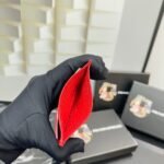 Prada Bags P50 PRADA Popular Genuine Leather Card Holder [Heart] Latest Style from Counter, Synchronized the Official Website, Authentic with Internal Code 224, Cross Pattern Cowhide Texture, Imported Threaded Lining, and Even Stitching, Smooth Oil Edge, Exquisite Workmanship, Size: Length 10cm Height 8cm, Color: Epoxy Gold, Black, Bright Plum Red, Pink, Blue Sky Blue, Apricot, Purple, Number: ML206 - Image 7