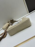 Prada Bags Lot 260 with Box Light Apricot Woven Love to Heart|||It's light apricot-colored yarn woven three-in-one bag. unique design looks amazing! The plush texture bag is gentle and soft, giving off a summer vibe. This rare color fabric will the center of attention when carry it around. It's so beautiful that it'll make people ask you about it#Prada [Topic]##A Panacea [Topic]##Favoring Niche Bags [Topic]##Prada 3-in-1 Prada [Topic]##Light Milk Tea [Topic]##Yarn Knitting [Topic]#Size 22x15x6, style number 2361 - Image 5