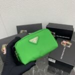 Prada Bags PRADA Official Synchronized New Arrival, Enamel Triangle Metal Logo Zipper Closure Nylon Cosmetic Bag Regular Women's Style✌✌✌ Product Cabinet Special Real Shot [Strong]! Size: Quality Leather: Original Color: Gold Black Silver Buckle, Plum Red, Pink, Sky Blue, Apricot, Green, Lavender Purple, Size 12㎝*3.5㎝*8㎝, model LM217 - Image 2