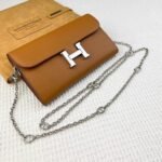 Hermes Bags Hermes Constance Chain Crossbody Bag p155 Model: 539-1 Palm Print Silver Buckle Size: 22*11cm Made of Empson cowhide, it feels soft comfortable. Exquisite elegant, with smooth straight edges. It has two bill inside, one zipper pocket, and 12 card slots for super large capacity, which can hold phone. Can be worn crossbody an underarm bag, chain length 120cm, detachable as a wallet or clutch, multi-use bag - Image 8