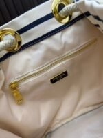 Prada Bags Batch 230 Prada New Products Let's Check Out This Season's Super Eye-catching Bags Canvas Striped Mariner Bucket Handbag, Red and White Stripes Woven Handle ~ Large capacity, ultra-lightweight, especially suitable for commuting! color scheme also suits vacation well⛱ The bag design is very thoughtful with metal rings on both sides, allowing you to hang your favorite doll pendants freely ​ Dimensions 26x28x12, model 2548 - Image 8