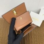 Celine Bags TRIOMPHE16 Small Glossy 70% off Wallet Leather Lining: Cow Leather/Fabric gold Finish Rotating Lock Closure Snap Button Foldable Coin 5 Card Slots 1 Banknote Pocket Flat Pockets Size: 4 2 inches 10.5 9.5 X 4cm Number: 10523 - Image 9