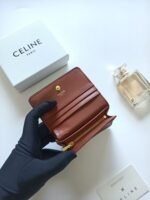 Celine Bags ￥75 Celine Classic Business Holder, Large Cowhide Interior with Smooth Microfiber CANVAS Logo Print, gold Trim TRIOMPHE Metal Snap Closure, Zipper Coin 5 Card Slots, Banknote Pocket, 1 Flat Pocket No.: 10K623 Size:11 9 X 3cm - Image 6