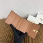 Celine Bags TRIOMPHE16 Small Glossy 70% off Wallet Leather Lining: Cow Leather/Fabric gold Finish Rotating Lock Closure Snap Button Foldable Coin 5 Card Slots 1 Banknote Pocket Flat Pockets Size: 4 2 inches 10.5 9.5 X 4cm Number: 10523 - Image 7