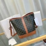 Celine Bags  160 Upgraded Original Version Celine Presbyopic Shipped# Stunning Old Flower Series, TRIOMPHE CANVAS NANO Logo Printed Bucket Bag, Faux Leather/Cow Leather, Fabric Lining, Crossbody and Shoulder Carrying, Snap Button Closure, Adjustable Leather Strap, Perfect for Winter with Coat, Large Capacity, Lightweight, Wear-resistant, Waterproof, Not Easy to Scratch, Super Nice Model: C191132 Size: 35x27x18cm