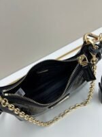 Prada Bags Batch 310 Lacquered Cowhide with Box Re－Edition NaplaK Prada Women's Shoulder or Crossbody Bag Size 22.5X18.5X7CM A bag that recreates the style grids 2005. Prada's design codes are condensed into versatile silhouettes, creating a dialogue between past present styles. Adjustable shoulder strap, parts, detachable key ring, exquisite simple leather item. The triangular logo of enamel metal exudes an iconic and charming design. - Image 7