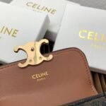 Celine Bags  CELINE Printed TRIOMPHE Canvas Holder Yellow Brown Coated Canvas, Sheepskin Trim with Two Credit Card Slots 4 3 0 Inches 10.5 7 X 1cm Calfskin Lining Reference Number: 10582 - Image 8