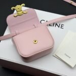 Celine Bags  120 Upgraded Original Version Gift Box | Mini Crossbody Bag〰 Pink# Calfskin collision inspiration between Arc de Triomphe minimalism stunningly beautiful shape bag simply golden ratio, small and The more you look at it, better gets, giving off a French-style elegance Carrying it on your back feels like an exquisite piece art Made with genuine Italian leather, texture of the leather is top-notch ：** Model: 101513 / 10I513 - Image 6