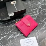 Prada Bags P90 PRADA Official Synchronized New Shipment, Short Clip Hot Item Shipment:✌✌✌ Product Cabinet Special Real Shot [Strong]! Size: Quality Leather: Original Character Ten Pattern Color: Epoxy Gold Triangle Logo Plum Bright Red, Pink, Black, Apricot, Sky Blue, Purple Size 10X9Ⅹ2, Model LM211 - Image 2