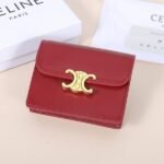 Celine Bags 85, Celine New Business Holder, Large Cowhide Smooth Microfiber, gold Trim with TRIOMPHE Metal Snap Closure, 1 Thickened Main Compartment, 3 Interior Card Slots No.: 10N063 Size:10.5x8.5x 3cm