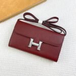 Hermes Bags Hermes Constance Shoulder Bag p155 Model: 539-2 Palm Print Size: 22*11cm Made of Empson cowhide, original factory code soft comfortable to the touch.Exquisite elegant, with smooth straight edges. It has two bill inside, one zipper pocket, and 12 card slots for super large capacity, which can hold phone.Can be worn crossbody an underarm bag, adjustable shoulder strap length, detachable as a wallet or clutch, multi-use bag - Image 7