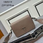 Prada Bags 460 New 1BD314 Double Shoulder Strap This double strap is made of imported deerskin pattern cowhide, designed with two interchangeable adjustable long shoulder straps.The fabric ribbon cowhide match perfectly; it's versatile for different occasions outfits. It has a large capacity feels super soft. Hurry up and get it! Length 23x Height 18x Bottom 9cm