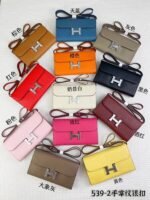 Hermes Bags Hermes Constance Shoulder Bag p155 Model: 539-2 Palm Print Size: 22*11cm Made of Empson cowhide, original factory code soft comfortable to the touch. Exquisite elegant, with smooth straight edges. It has two bill inside, one zipper pocket, and 12 card slots for super large capacity, which can hold phone. Can be worn crossbody an underarm bag, adjustable shoulder strap length, detachable as a wallet or clutch, multi-use bag - Image 9