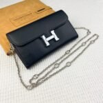 Hermes Bags Hermes Constance Chain Crossbody Bag p155 Model: 539-1 Palm Print Silver Buckle Size: 22*11cm Made of Empson cowhide, it feels soft comfortable.Exquisite elegant, with smooth straight edges. It has two bill inside, one zipper pocket, and 12 card slots for super large capacity, which can hold phone.Can be worn crossbody an underarm bag, chain length 120cm, detachable as a wallet or clutch, multi-use bag - Image 7