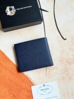 Prada Bags 75PRADA Men's Short Wallet Counter Latest Style, Official Website Synchronization, Genuine Development, Model 2M0513# Color as shown, blue. The blue leather texture is excellent, with threaded lining. Imported white steel hardware accessories feature a complex color-blocking design, making it more fashionable and unique. Dimensions: Length 11cm, Height 9cm - Image 2