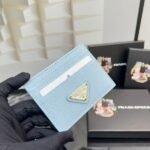 Prada Bags PRADA Best-Selling Genuine Leather Card Holder [Heart] Latest Style from the Counter, Official Website Synchronized, Authentic Development Internal Code 224, OEM Code, Cross Pattern Cowhide with Excellent Texture, Imported Threaded Lining, and Uniform Stitching, Smooth Oil Edge, Exquisite Workmanship, Size: Length 10cm Height 8cm, Color: Epoxy Gold, Black, Bright Plum Red, Pink, Blue Sky Blue, Apricot, Purple, Number: ML206 - Image 2