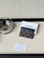 Celine Bags 50CELINE.TRIOMPHE Logo Printed Card Holder/2024 Small Race Coated canvas, sheepskin leather edging 2 pieces are stuck 1 flat bag No.: 10B702 Size: w10.5×7cm - Image 2