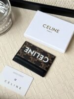 Celine Bags 50CELINE.TRIOMPHE Logo Printed Card Holder/2024 Small Race Coated canvas, sheepskin leather edging 2 pieces are stuck 1 flat bag No.: 10B702 Size: w10.5×7cm - Image 3
