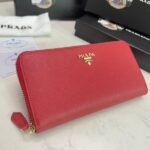Prada Bags P95 PRADA, Small Zipper Wallet Classic Work, Simple Fashion, Italian Top Grade Original Single Cross Grain Cowhide Leather Texture Excellent, Imported Threaded Lining White Steel Metal Hardware Accessories! Evenly Neat Stitching, Exquisite Workmanship Size: 19x10x2.5, Color: Assorted Plum Bright Red, Blue, Black, Pink, Number: ML201 - Image 2