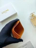 Celine Bags 50 CELINE New Embossed Logo Holder, Made of Top Layer Cowhide, Two Card Slots + One Middle Insert Pocket, Style No.: 10L833, Size: 10.5×7cm - Image 5