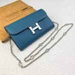 Hermes Bags Hermes Constance Chain Crossbody Bag p155 Model: 539-1 Palm Print Silver Buckle Size: 22*11cm Made of Empson cowhide, it feels soft comfortable.Exquisite elegant, with smooth straight edges. It has two bill inside, one zipper pocket, and 12 card slots for super large capacity, which can hold phone.Can be worn crossbody an underarm bag, chain length 120cm, detachable as a wallet or clutch, multi-use bag