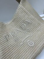 Prada Bags Batch 270 New Model This Series Prada's Main Focus the Entire Season.This product designed imported raffia very handcrafted.Each bag expertly woven by hand professional techniques, lightweight spacious, perfect for summer style. It looks beautiful with various outfits is so perfect. Hurry up and get it! Model: 2386, Size: 33 x 26cm - Image 5