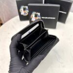 Prada Bags  PRADA Best Selling Women's Coin Purse Counter Latest Style, Official Website Synchronization, Genuine Development, Italian Top Original Single Cross Pattern Cowhide Leather Texture Excellent, Threaded Lining Imported Hardware Accessories! Exquisite and Even Stitching, Smooth Oil Edge, Number: LM207, Size: Length 10cm Height 8cm, Color: Black, Plum Red, Blue, Pink - Image 8