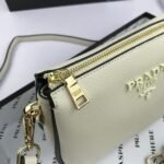 Prada Bags 280 Prada Flap Crossbody Model 66136, Equipped with Two Straps, 2019 Summer New Fashion Women's Single Bag, Striped Shoulder Strap Genuine Leather Handbag, 3 Compartments [Strong] Size 21-15-9cm - Image 5