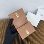Celine Bags TRIOMPHE16 Glossy Flip Holder Cow Leather Lining Rotating Lock Closure Main Compartment 2 Inner Card Slots Size: 4 3 1 inches 10 7.6 X 2cm Number: 10473 - Image 7