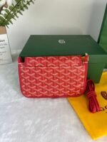 Goyard Bags 150 Goya Plumet Clutch Bag has wallet function design that store coins, banknotes, and cards. It can also paired with shoulder strap be worn crossbody like a small bag.Its 3 independent pocket system adapts perfectly to its contents, showcasing an elegant style. Style number: 98638 Color: Red Dimensions: 20.5cm 2.5cm x 14cm - Image 2