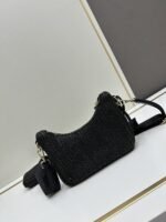 Prada Bags Lot 260 with Box Apricot Woven Love to Heart | light apricot-colored yarn woven three-in-one bag. unique design looks amazing! The plush texture bag is gentle and soft, giving off a summer vibe. This rare color fabric will the center of attention when carry around. It's so beautiful that it'll make people ask you about it A Panacea Favoring Niche Bags 3-in-1 Prada Light Milk Tea Yarn Knitting [Topic] # Size 22x15x6, style number 2361 - Image 3