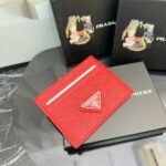 Prada Bags P50 PRADA Popular Genuine Leather Card Holder [Heart] Latest Style from Counter, Synchronized the Official Website, Authentic with Internal Code 224, Cross Pattern Cowhide Texture, Imported Threaded Lining, and Even Stitching, Smooth Oil Edge, Exquisite Workmanship, Size: Length 10cm Height 8cm, Color: Epoxy Gold, Black, Bright Plum Red, Pink, Blue Sky Blue, Apricot, Purple, Number: ML206 - Image 9