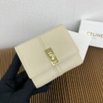 Celine Bags TRIOMPHE16 Small Glossy 70% off Wallet Leather Lining: Cow Leather/Fabric gold Finish Rotating Lock Closure Snap Button Foldable Coin 5 Card Slots 1 Banknote Pocket Flat Pockets Size: 4 2 inches 10.5 9.5 X 4cm Number: 10523 - Image 2