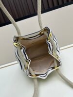 Prada Bags Batch 230 Prada New Products Let's Check Out This Season's Super Eye-catching Bags Canvas Striped Mariner Bucket Handbag, Red and White Stripes Woven Handle ~ Large capacity, ultra-lightweight, especially suitable for commuting! color scheme also suits vacation well⛱ The bag design is very thoughtful with metal rings on both sides, allowing you to hang your favorite doll pendants freely ​ Dimensions 26x28x12, model 2548 - Image 7