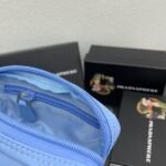 Prada Bags PRADA Official Synchronized New Arrival, Enamel Triangle Metal Logo Zipper Closure Nylon Cosmetic Bag Regular Women's Style✌✌✌ Product Cabinet Special Real Shot [Strong]! Size: Quality Leather: Original Color: Gold Black Silver Buckle, Plum Red, Pink, Sky Blue, Apricot, Green, Lavender Purple, Size 12㎝*3.5㎝*8㎝, model LM217 - Image 8