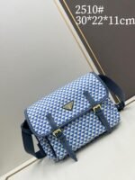 Prada Bags Batch 300 Box Latest Fabric/Symbole Messenger Bag❗|||Made Printing nylon fabric cross-grain cowhide.The is eye-catching striking; print on the consists of classic triangles, very appealing to look at, and it has ample space. This stylish can be worn bag, recommended as crossbody or shoulder with color matching, a favorite bag for going out, Parda new product launched Unisex # Dimensions 30x22x11, model 2510